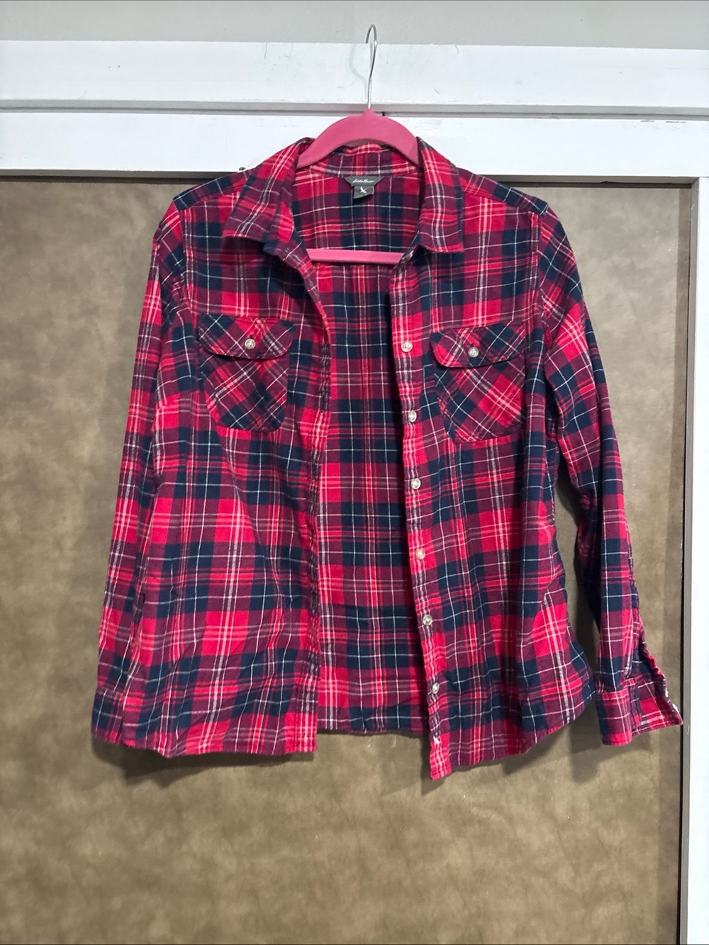 Women’s Eddie Bauer Red Plaid Button-Up Shirt